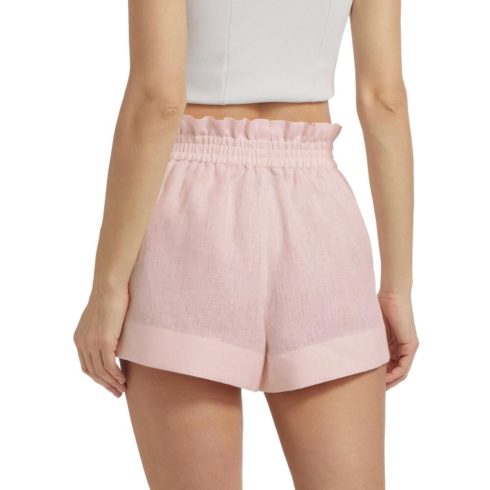 Hevron Mira Linen Shorts Rose Quartz Pink High Rise Pocket Sz M NWT - Picture 12 of 16